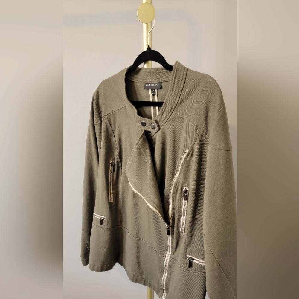 Army Green Moto Jacket by Lane Bryant